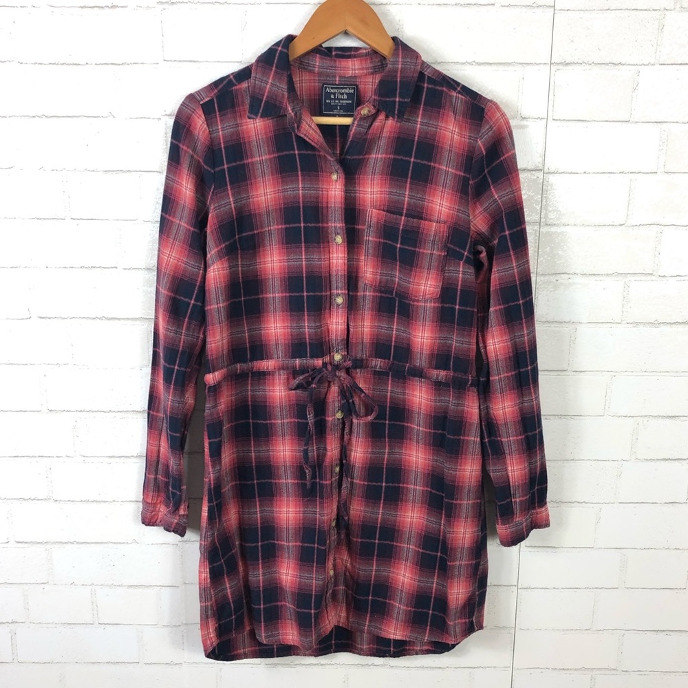 Abercrombie & Fitch Plaid Button Down Shirt Dress